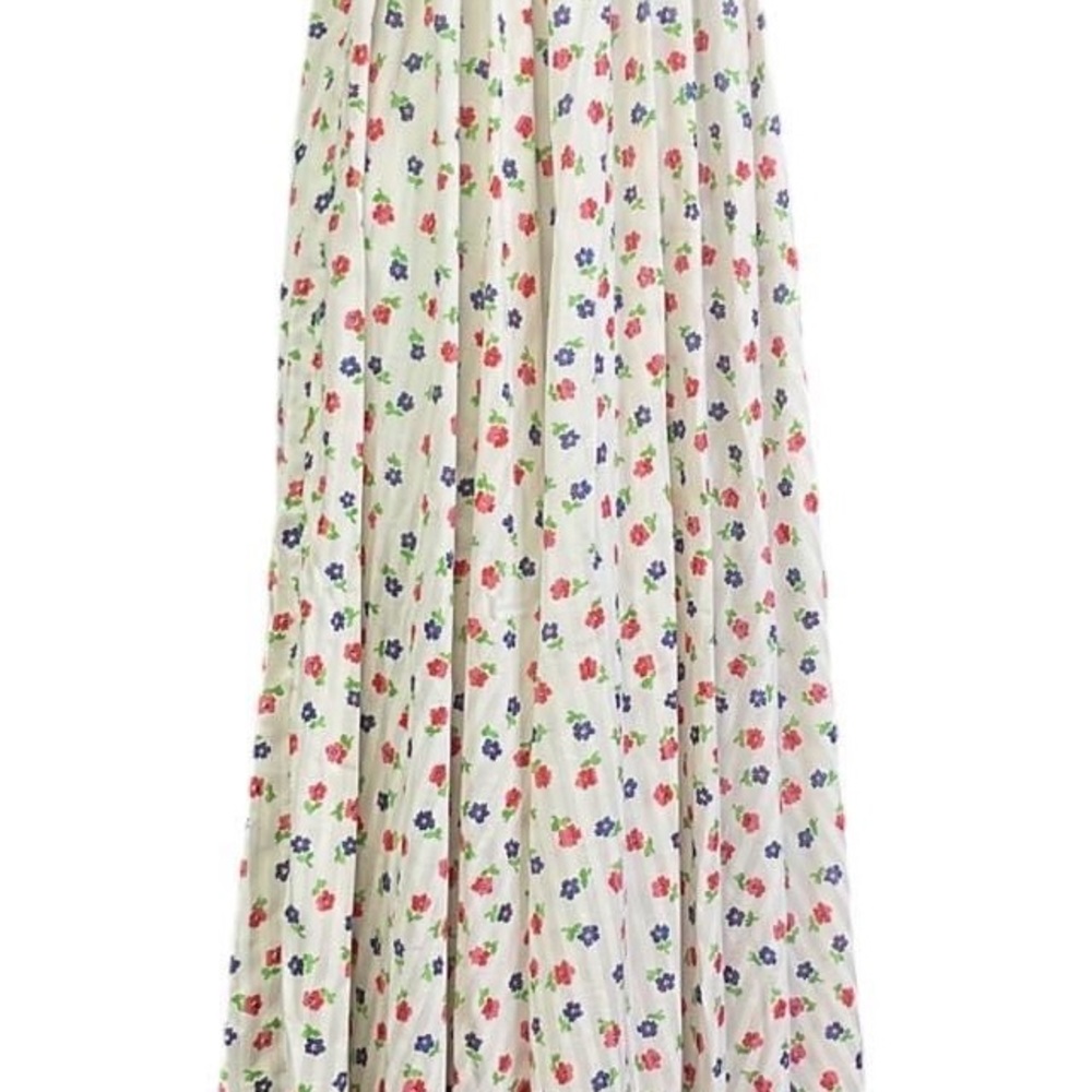 💃SOLD💃  70s hippie striped smocked calico full sweep semi sheer maxi dress - Picture 8 of 9